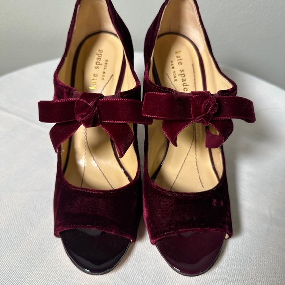 Kate Spade New York Red Velvet Heels - Picture 1 of 3